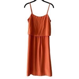 Madewell 100% Silk Overlay Cami Dress Burnt Orange Sleeveless Dress Size 0 NWT